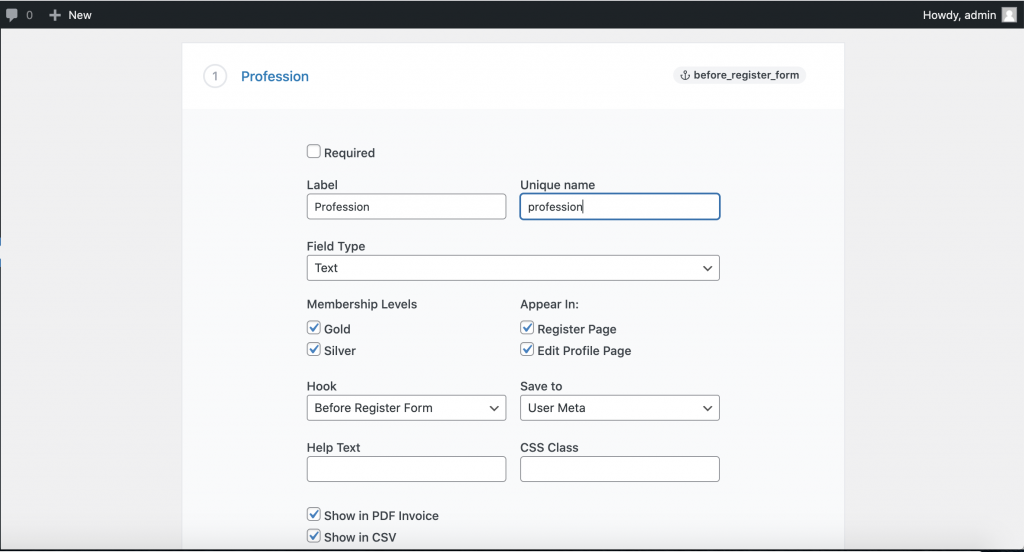 Add custom fields to Restrict Content Pro – Pluginette